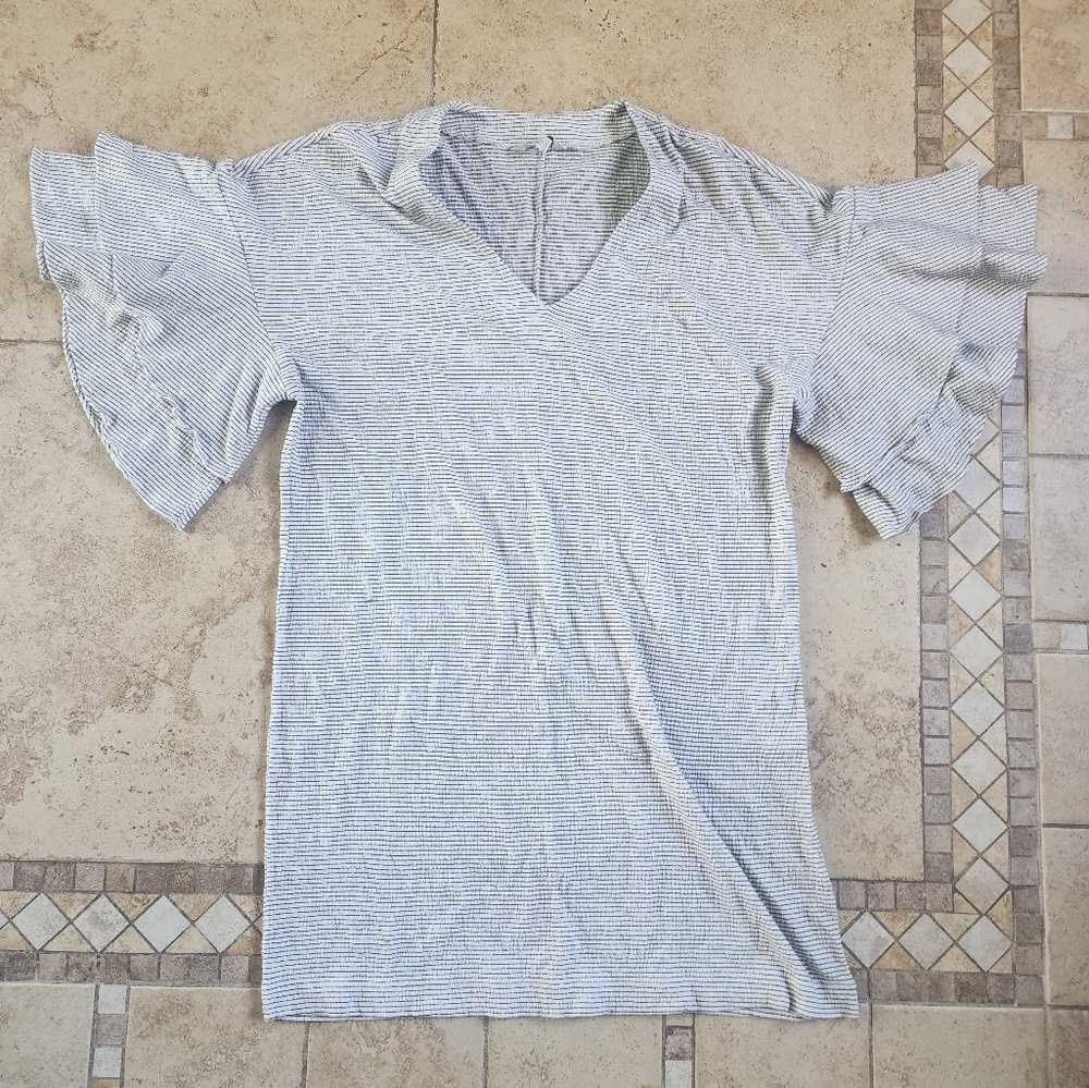 Lucky Brand Striped Ruffle Sleeve Dress